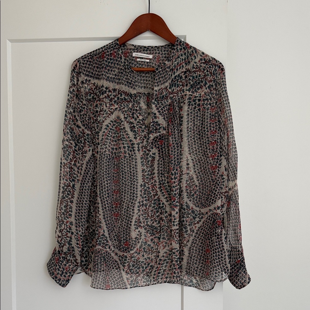 Isabel Marant green and brown patterned blouse